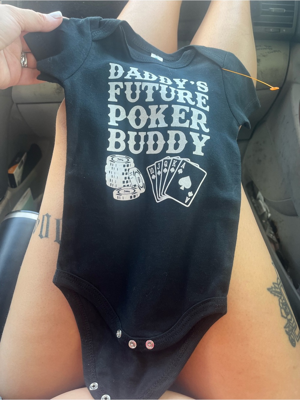 Daddy's Future Poker Buddy Black Baby One-Piece
